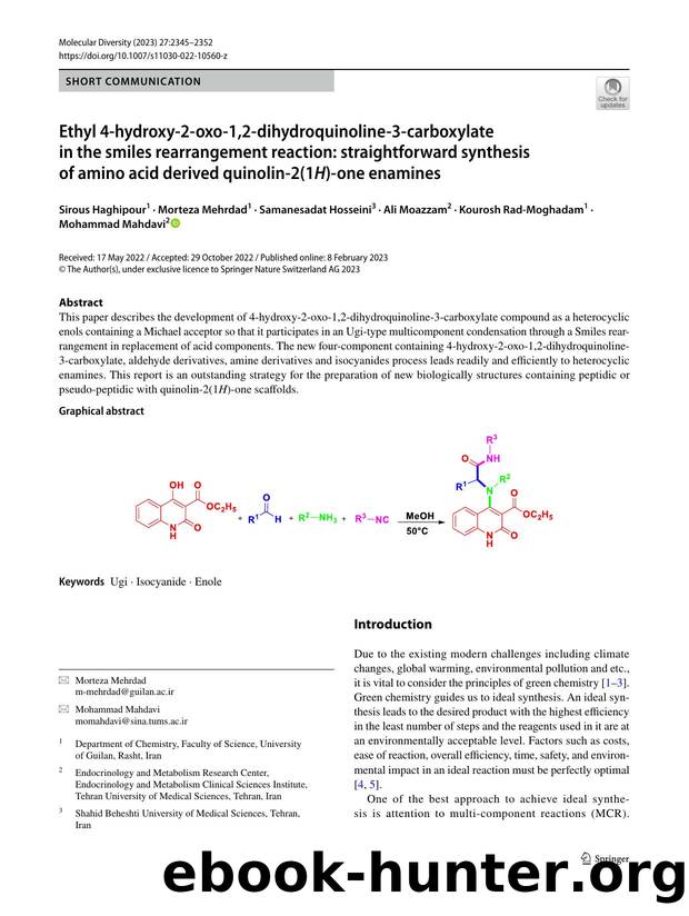 Ethyl 4-hydroxy-2-oxo-1,2-dihydroquinoline-3-carboxylate in the smiles rearrangement reaction: straightforward synthesis of amino acid derived quinolin-2(1H)-one enamines by unknow