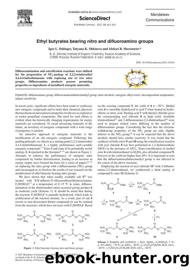 Ethyl butyrates bearing nitro and difluoroamino groups by Igor L. Dalinger