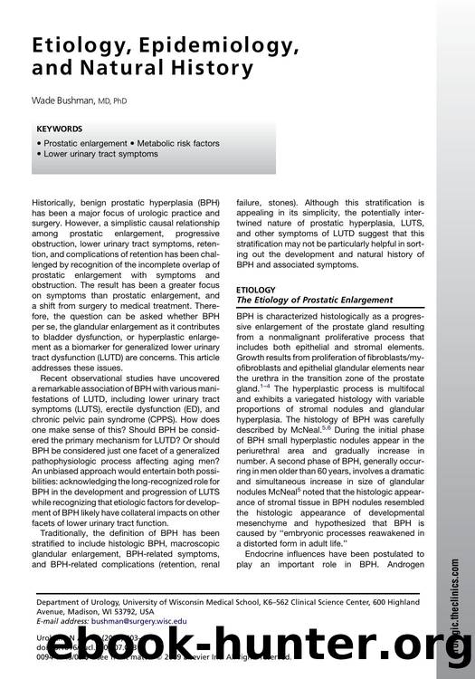 Etiology, Epidemiology, and Natural History by Wade Bushman MD PhD