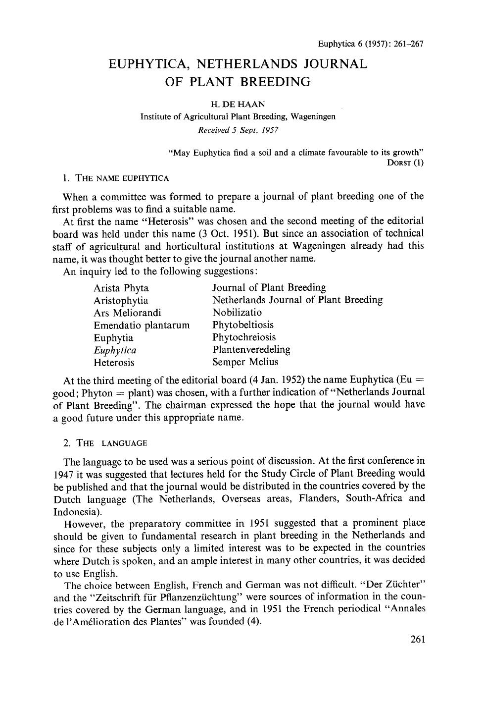 Euphytica, Netherlands journal of plant breeding by Unknown