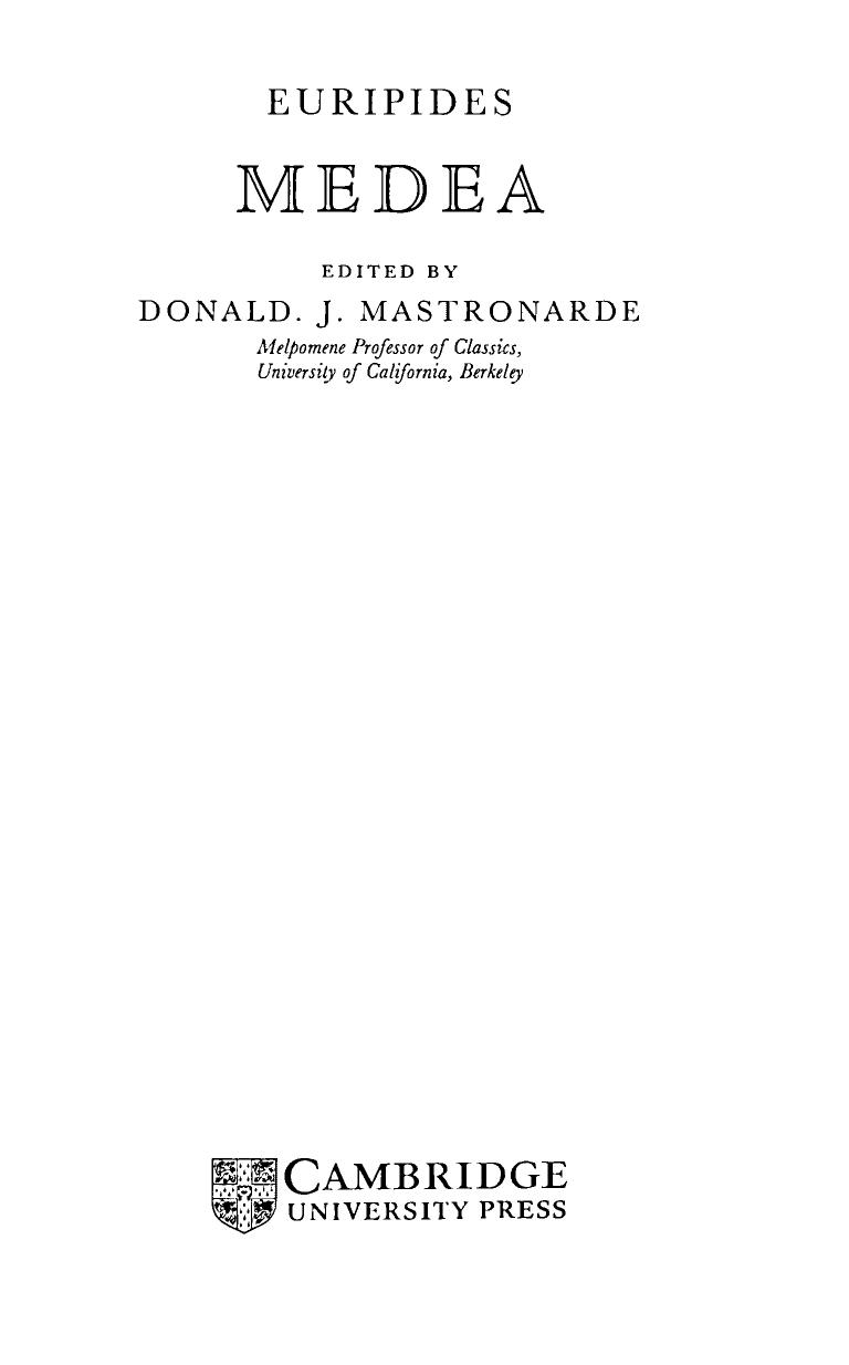 Euripides: Medea by Donald Mastronarde