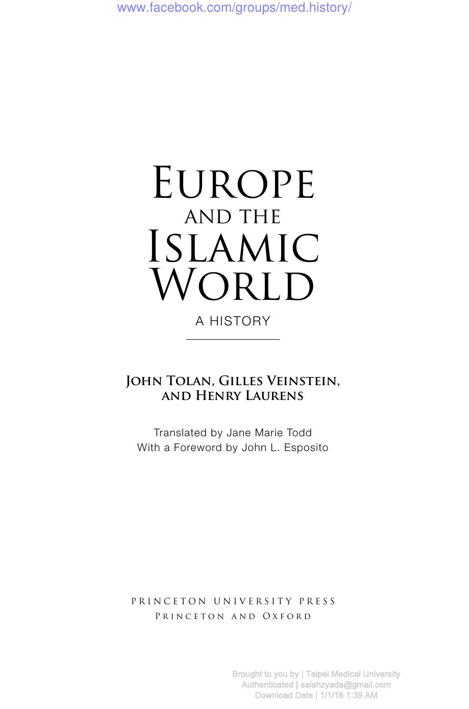 Europe and the Islamic World: A History by unknow
