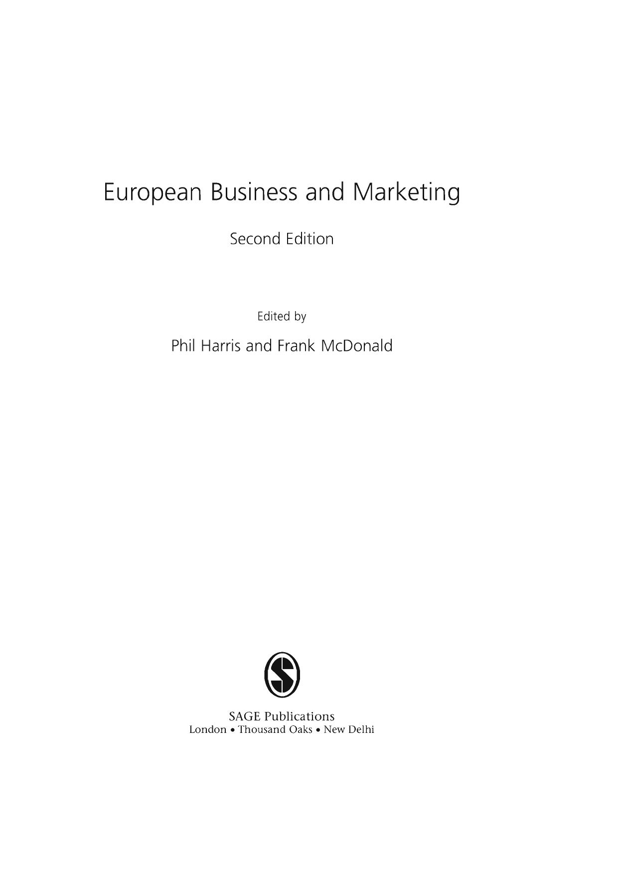 European Business and Marketing by Dr Phil Harris Professor Frank McDonald