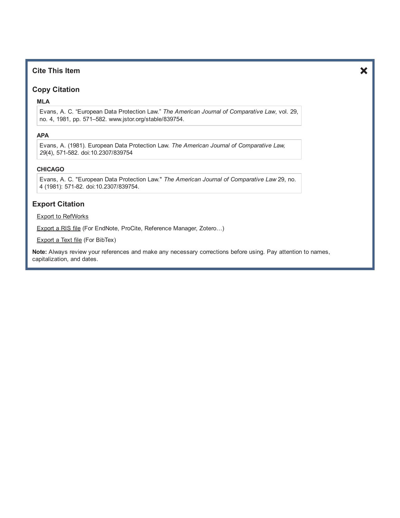 European Data Protection Law by A C Evans
