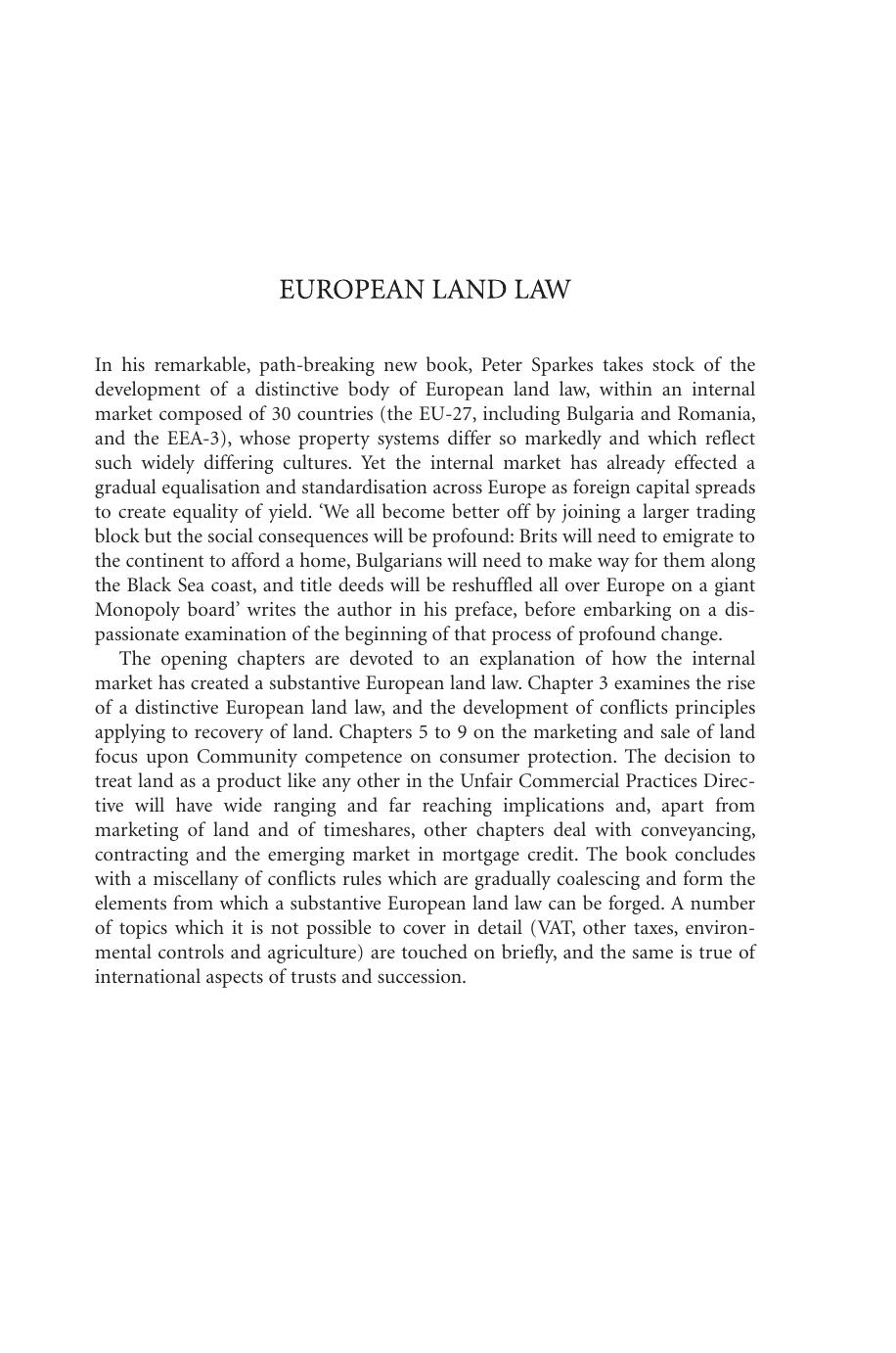 European Land Law by Peter Sparkes