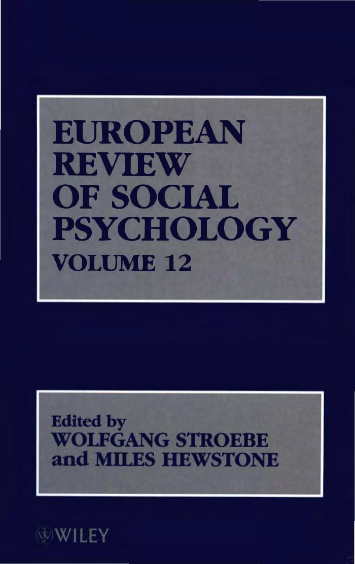 European Review of Social Psychology (Volume 12) by Wolfgang Stroebe Miles Hewstone