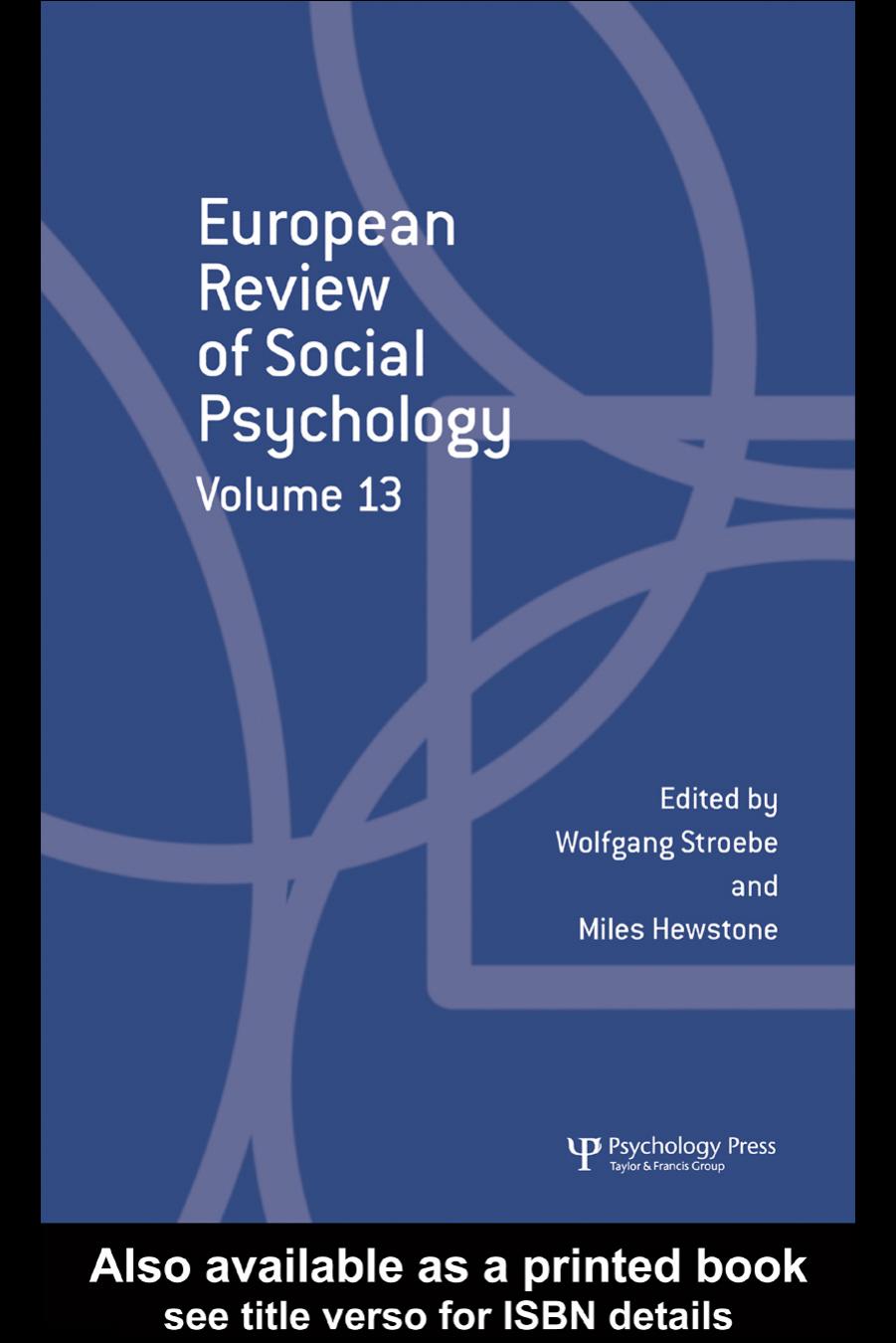European Review of Social Psychology: Volume 13 by Unknow