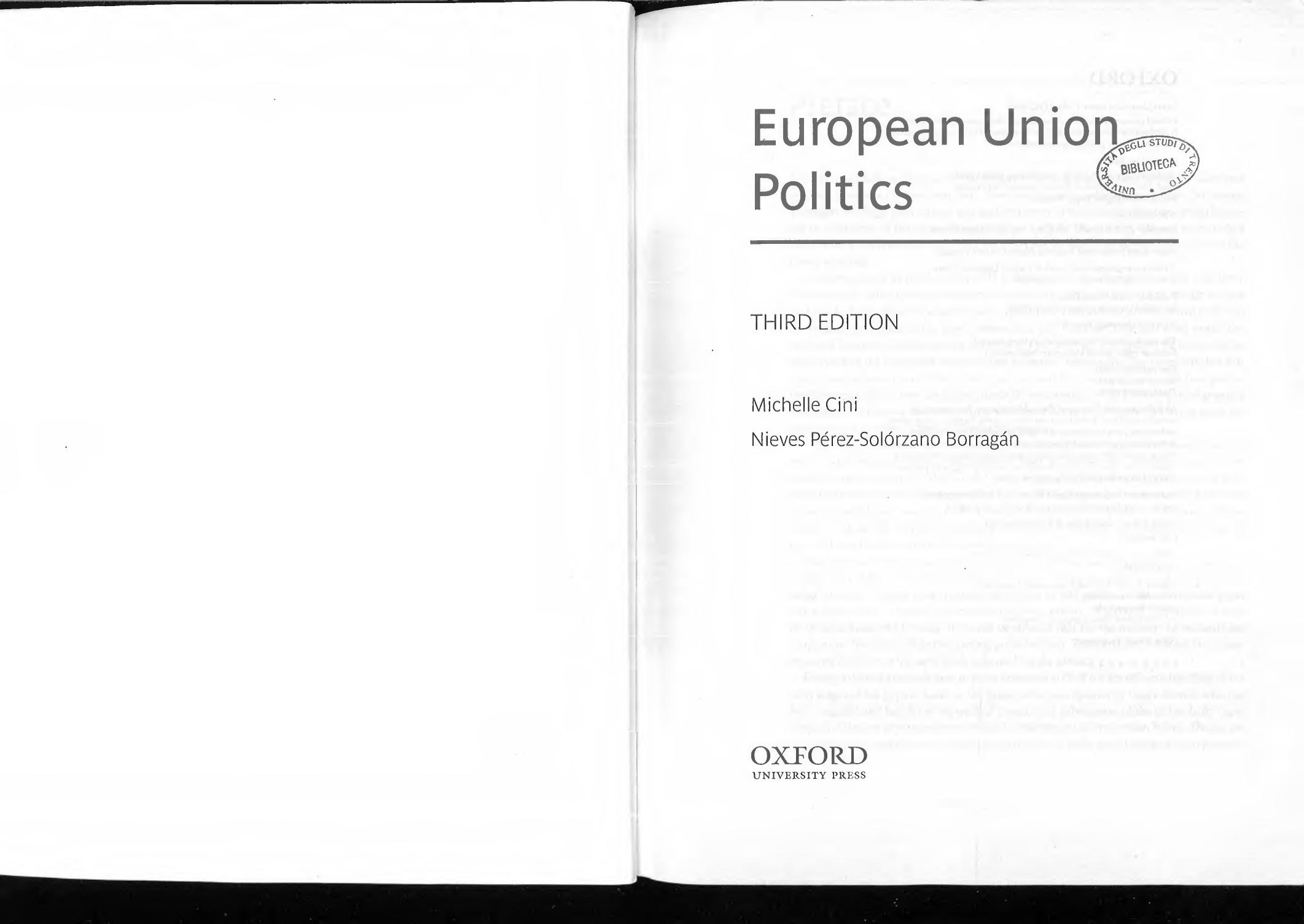 European Union Politics by Michelle Cini Nieves Perez-Solorzano Borragan