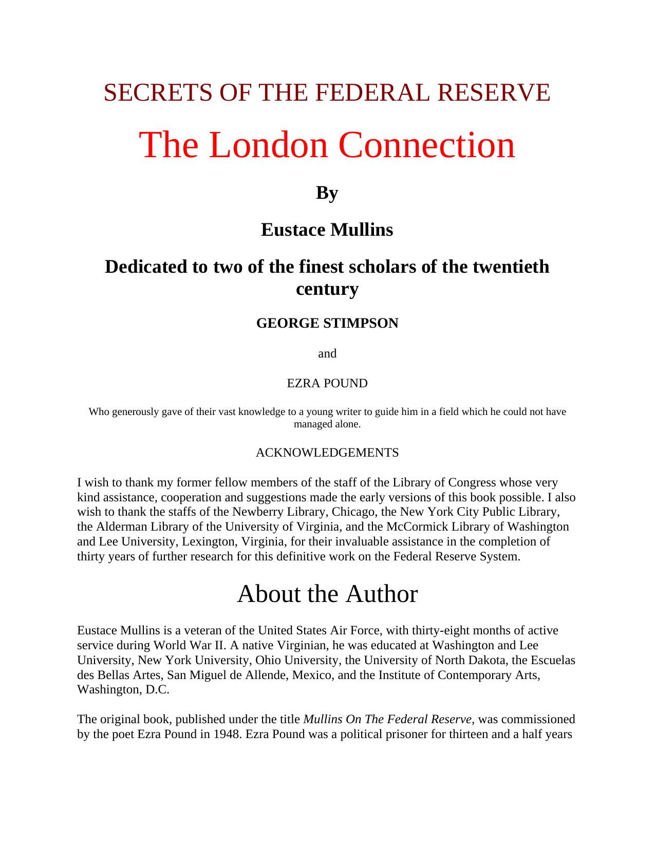 Eustace Mullins - Secrets of the Federal Reserve by Miguel Sancio