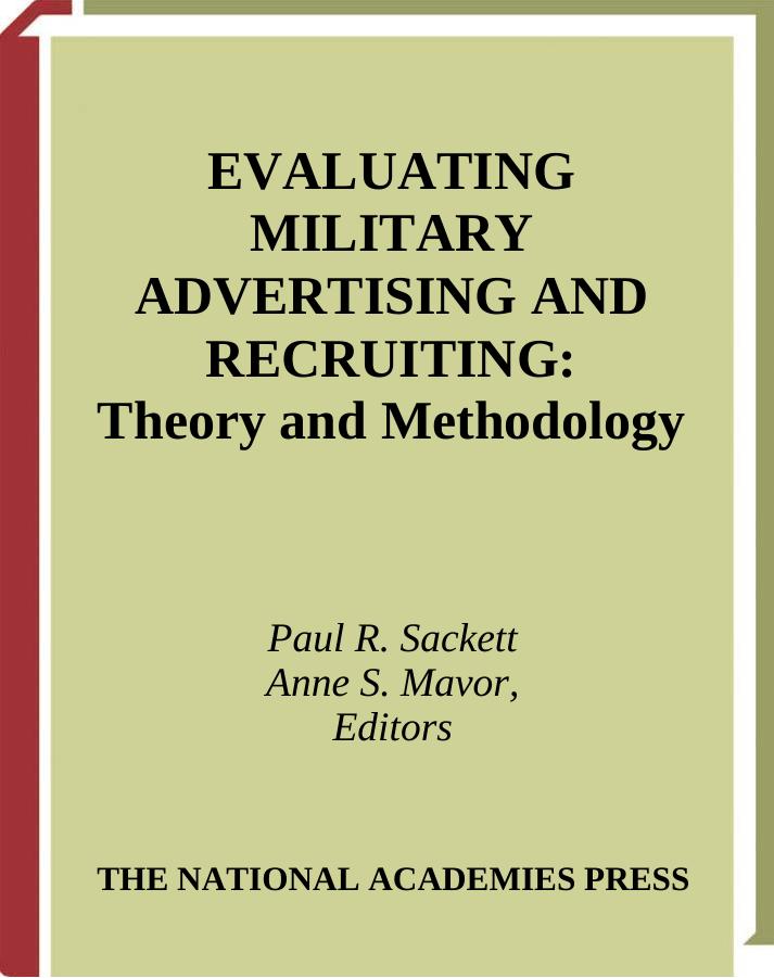 Evaluating Military Advertising and Recruiting: Theory and Methodology by unknow