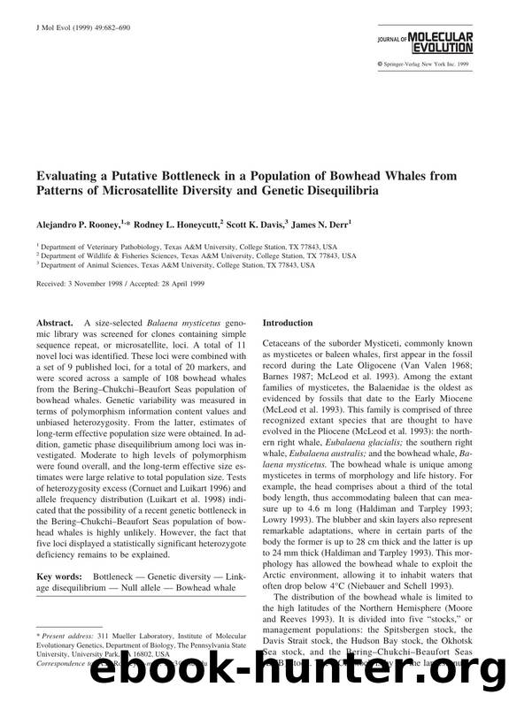 Evaluating a Putative Bottleneck in a Population of Bowhead Whales from Patterns of Microsatellite Diversity and Genetic Disequilibria by Rooney A. et al
