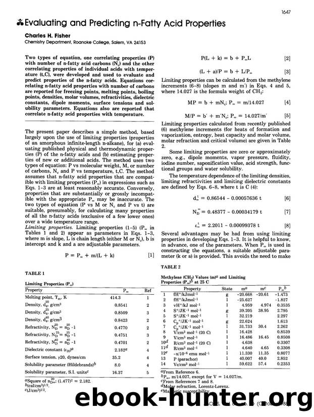 Evaluating and predicting n-fatty acid properties by Unknown