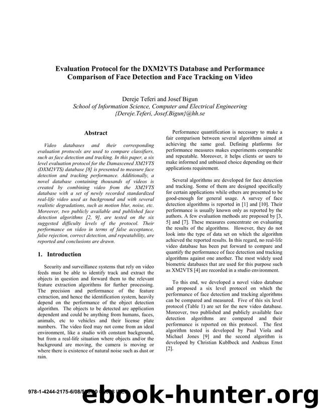Evaluation Protocol for the DXM2VTS Database and Performance Comparison of Face Detection and Face Tracking on Video by 