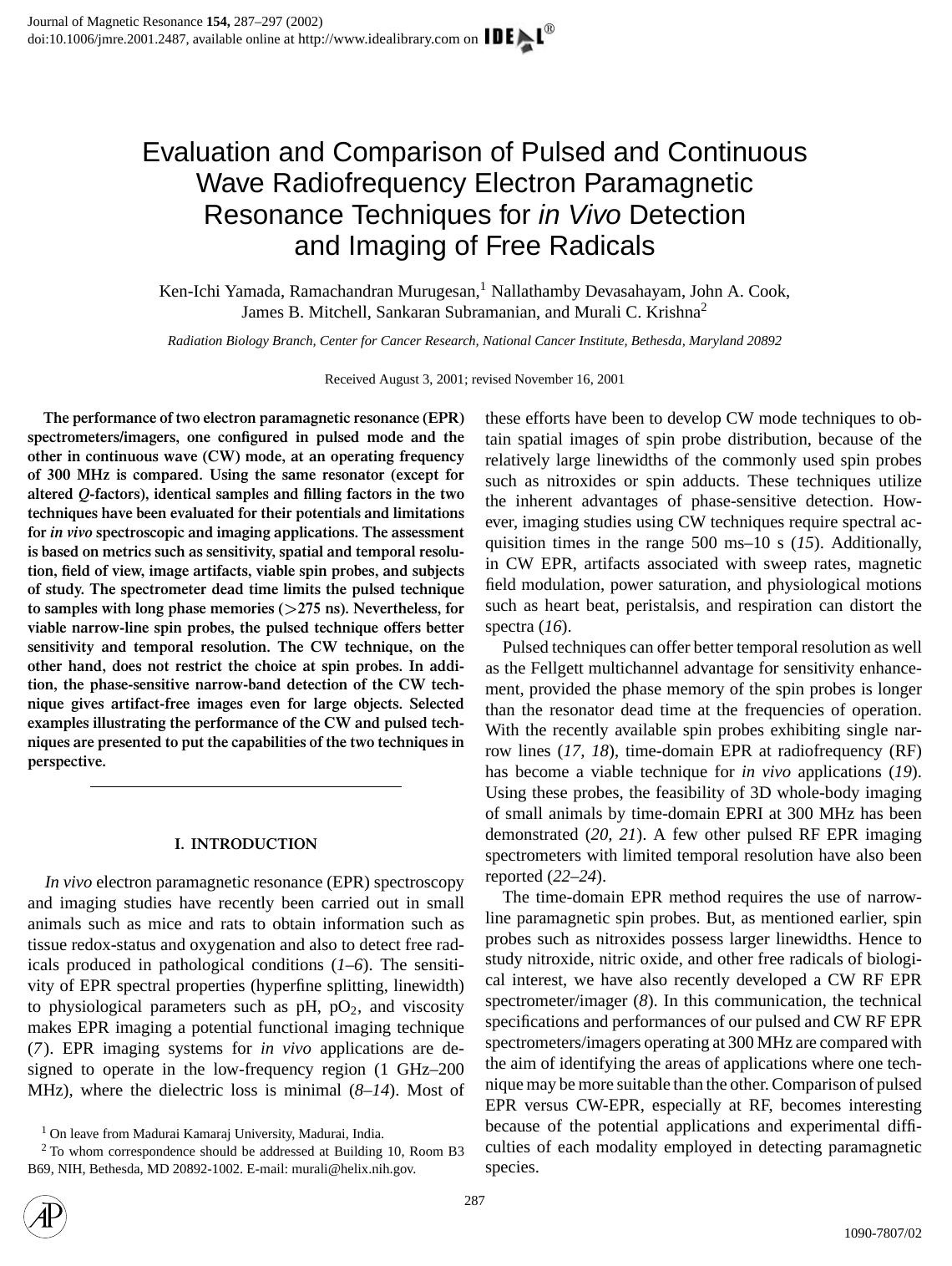 Evaluation and Comparison of Pulsed and Continuous by Yamada K.-I. et al
