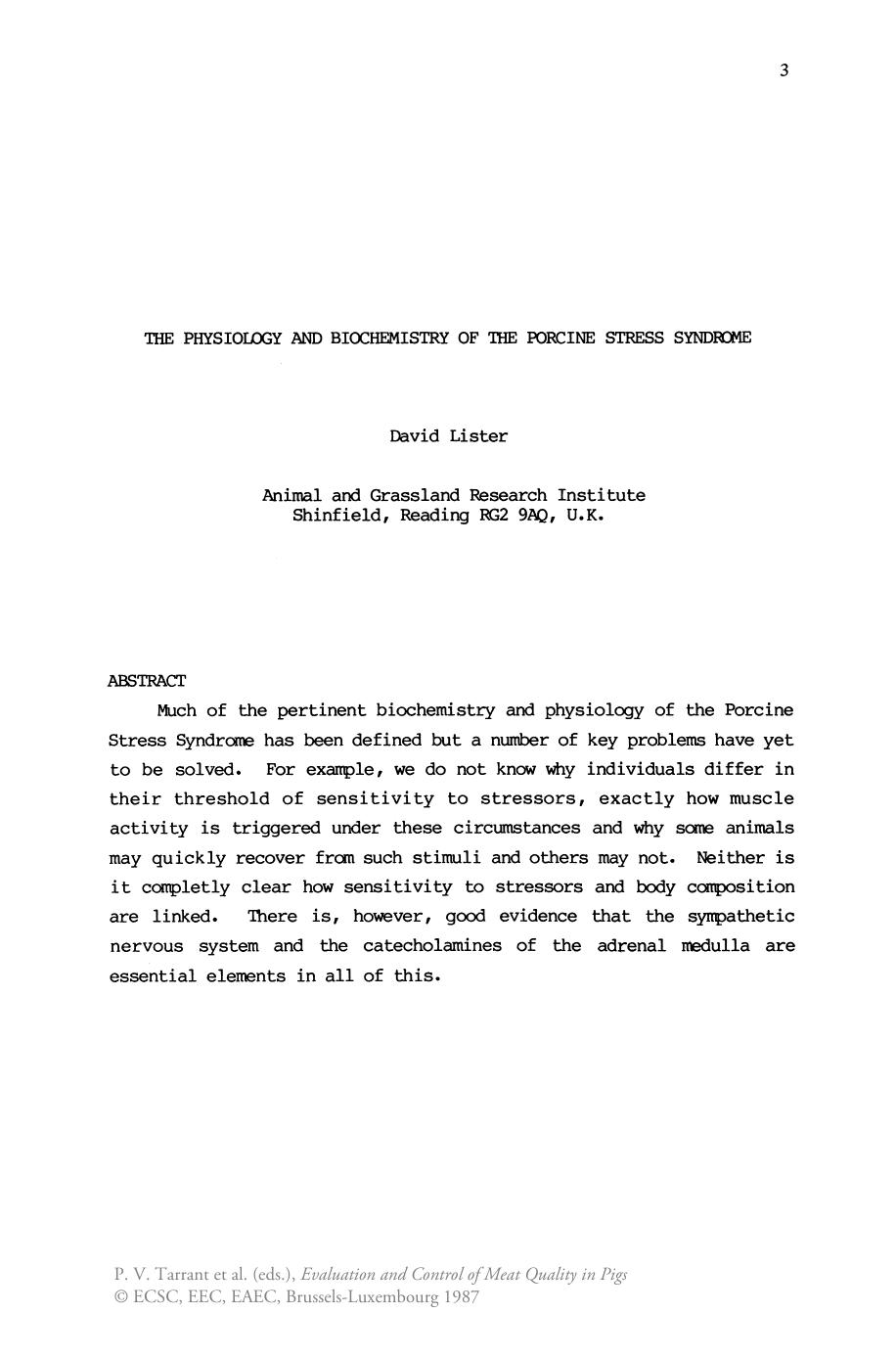 Evaluation and control of meat quality in pigs by unknow