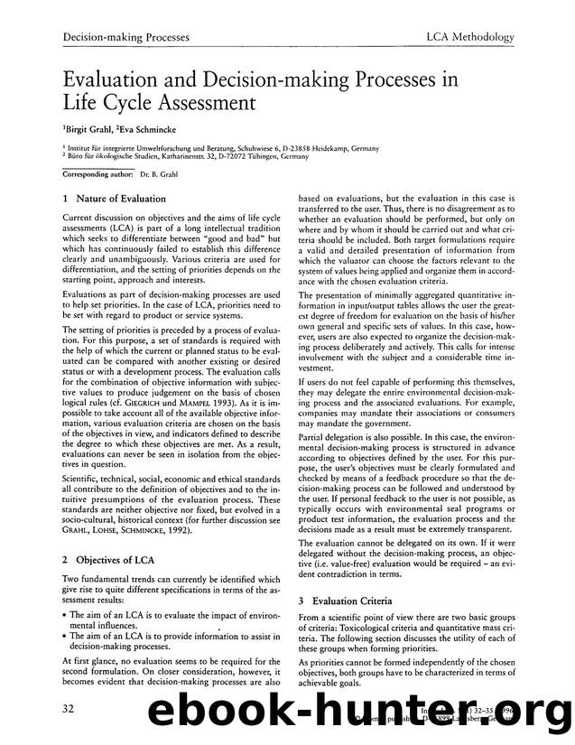 Evaluation and decision-making processes in life cycle assessment by Unknown