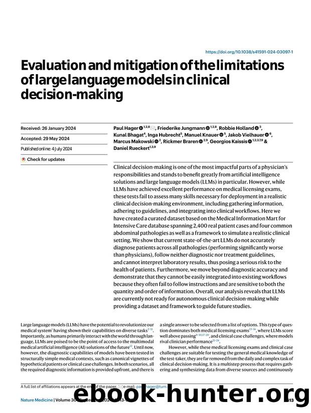 Evaluation and mitigation of the limitations of large language models in clinical decision-making by unknow