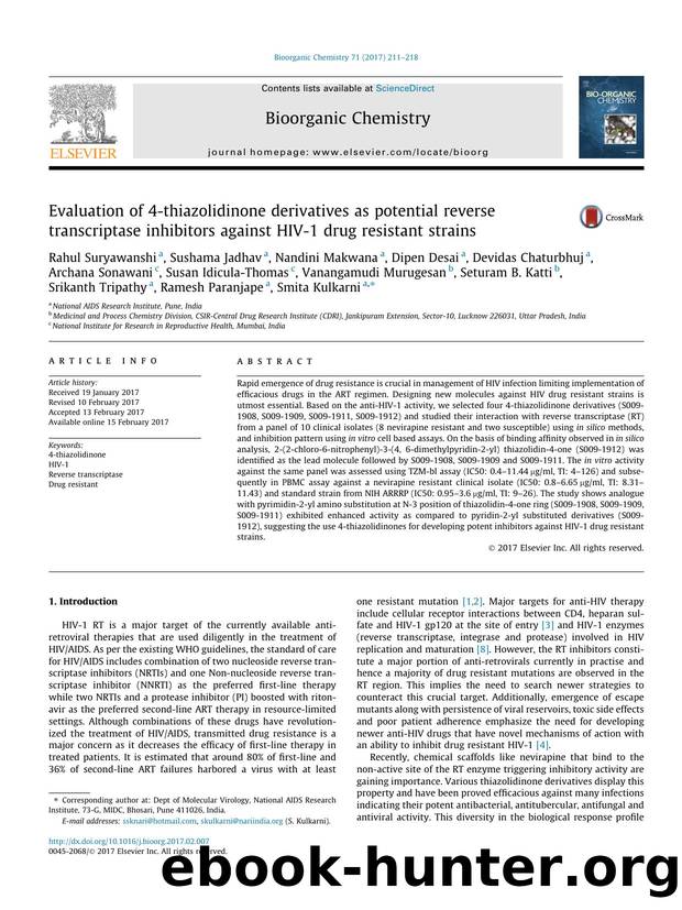 Evaluation of 4-thiazolidinone derivatives as potential reverse transcriptase inhibitors against HIV-1 drug resistant strains by unknow