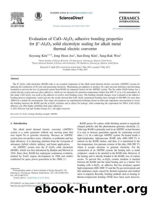 Evaluation of CaOâAl2O3 adhesive bonding properties for Î²â³-Al2O3 solid electrolyte sealing for alkali metal thermal electric converter by Seyoung Kim & Jong Hoon Joo & Sun-Dong Kim & Sang-Kuk Woo