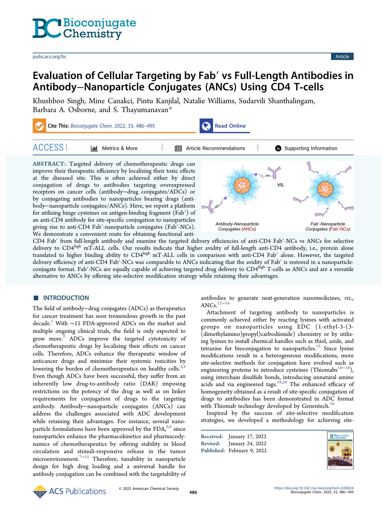 Evaluation of Cellular Targeting by Fabâ² vs Full-Length Antibodies in AntibodyâNanoparticle Conjugates (ANCs) Using CD4 T-cells by unknow