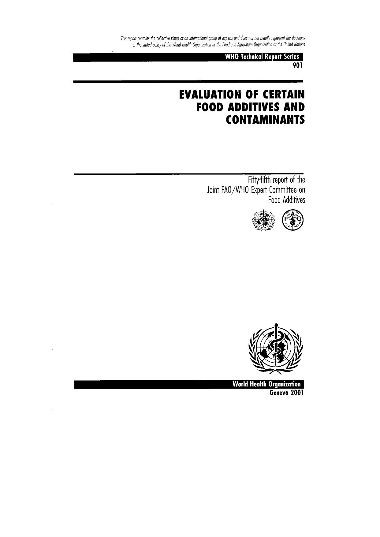 Evaluation of Certain Food Additives and Contaminants (Technical Report Series) by World Health Organization
