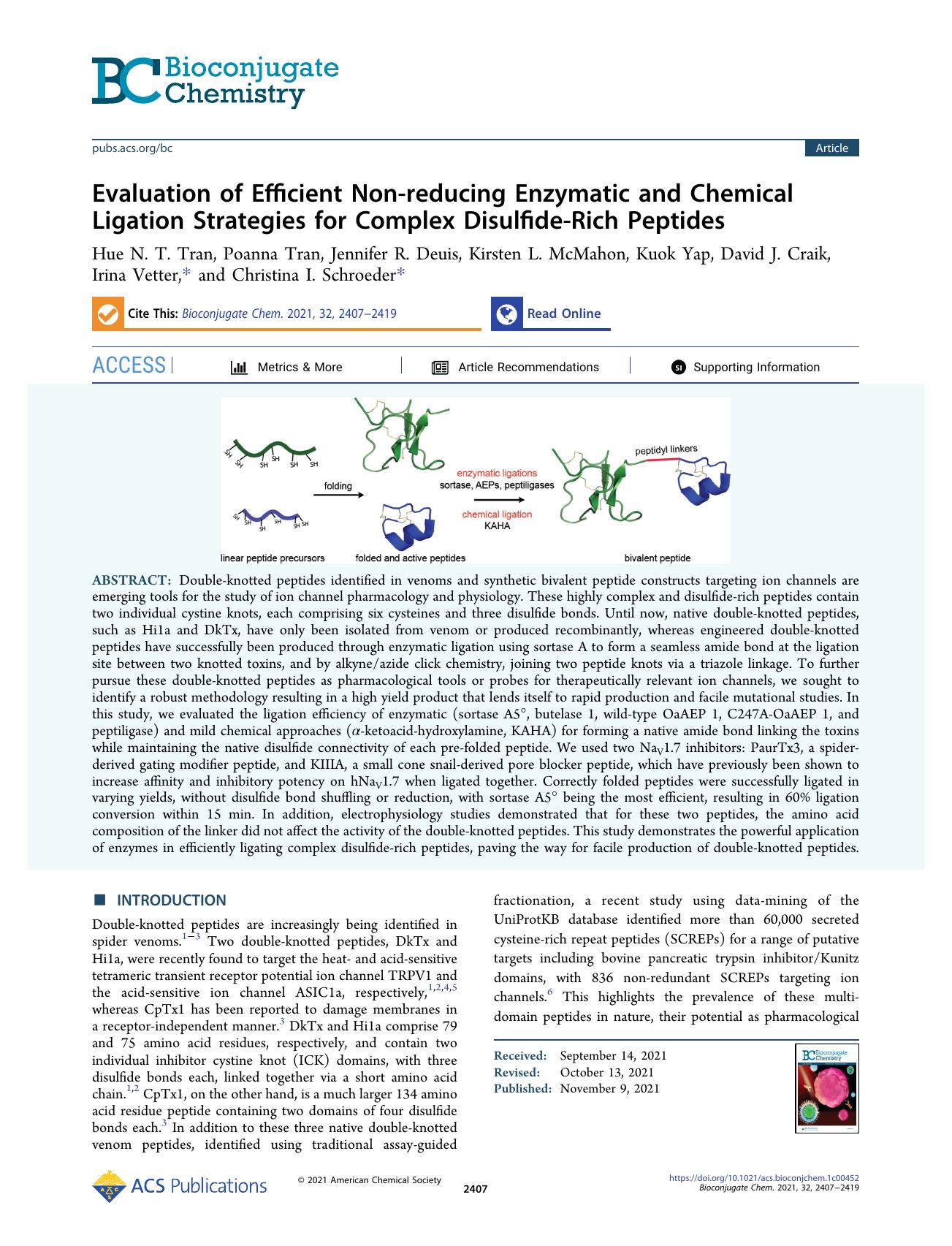 Evaluation of Efficient Non-reducing Enzymatic and Chemical Ligation Strategies for Complex Disulfide-Rich Peptides by unknow