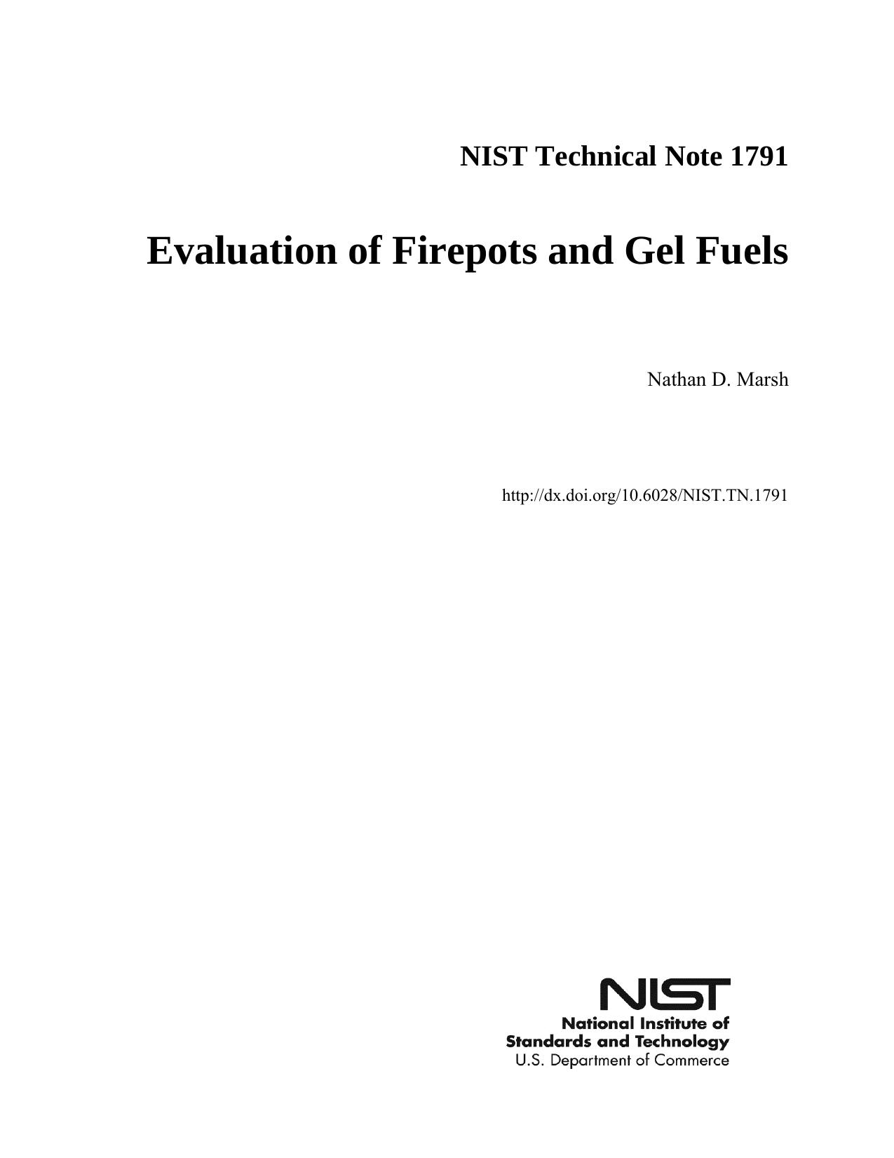 Evaluation of Firepots and Gel Fuels by Nathan D. Marsh
