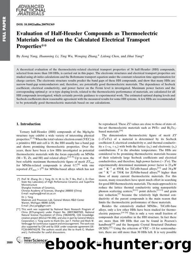 Evaluation of Half-Heusler Compounds as Thermoelectric Materials Based on the Calculated Electrical Transport Properties by Unknown