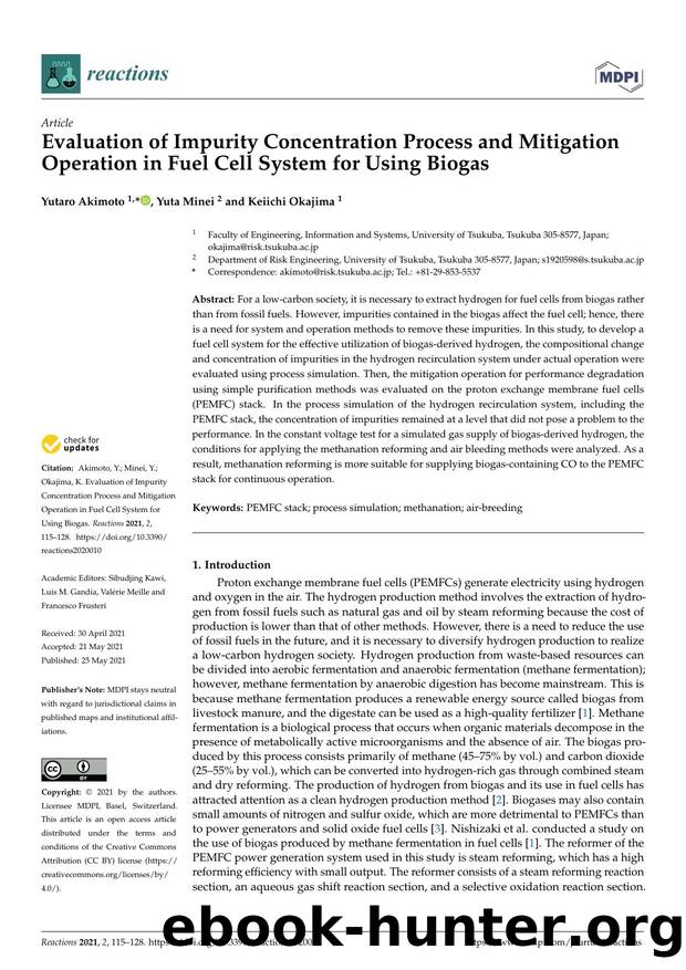 Evaluation of Impurity Concentration Process and Mitigation Operation in Fuel Cell System for Using Biogas by Yutaro Akimoto Yuta Minei & Keiichi Okajima