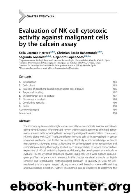 Evaluation of NK cell cytotoxic activity against malignant cells by the calcein assay by Seila Lorenzo-Herrero & Christian Sordo-Bahamonde & Segundo González & Alejandro López-Soto