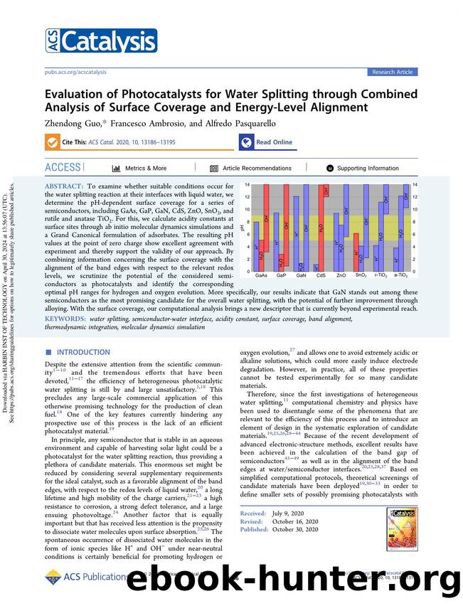 Evaluation of Photocatalysts for Water Splitting through Combined Analysis of Surface Coverage and Energy-Level Alignment by Zhendong Guo Francesco Ambrosio & Alfredo Pasquarello