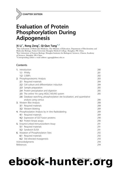 Evaluation of Protein Phosphorylation During Adipogenesis by Xi Li & Rong Zeng & Qi-Qun Tang