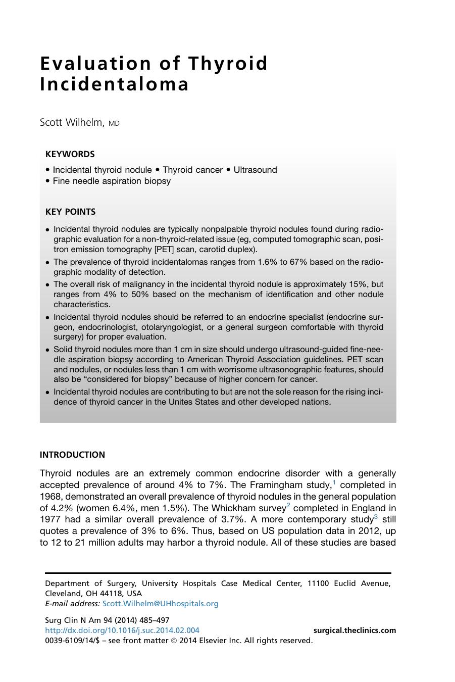 Evaluation of Thyroid Incidentaloma by Scott Wilhelm MD