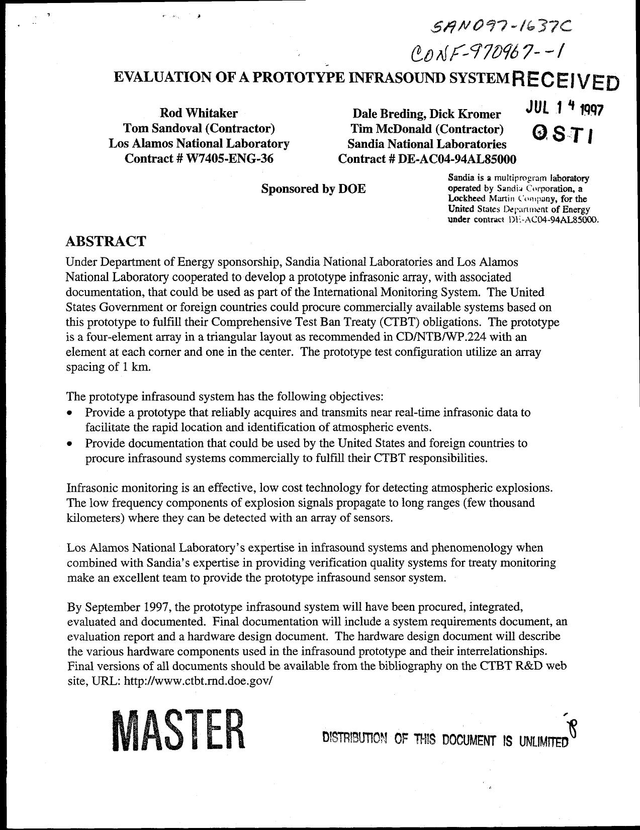 Evaluation of a prototype infrasound system None by Unknown