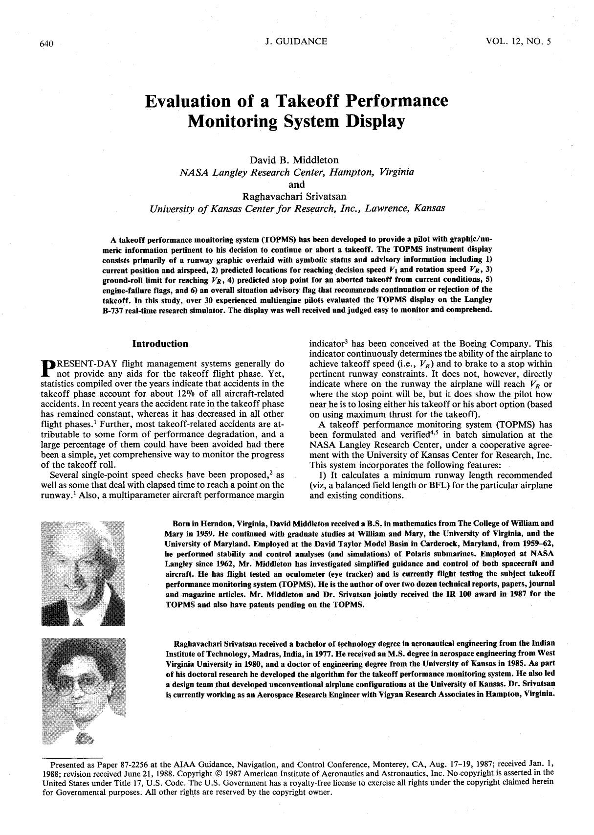 Evaluation of a takeoff performance monitoring system display by Unknown