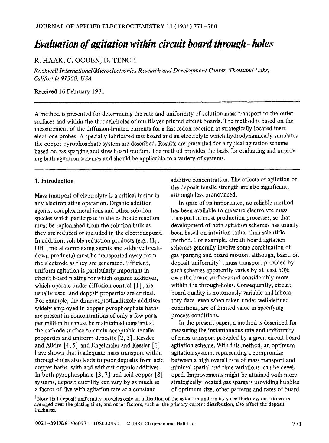 Evaluation of agitation within circuit board through — holes by Unknown