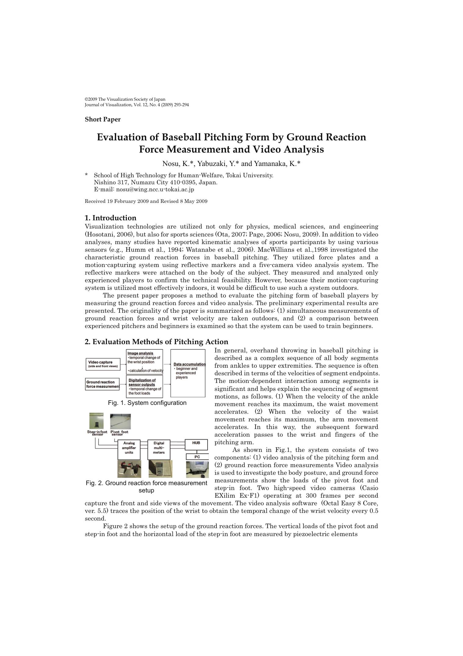 Evaluation of baseball pitching form by ground reaction force measurement and video analysis by Unknown