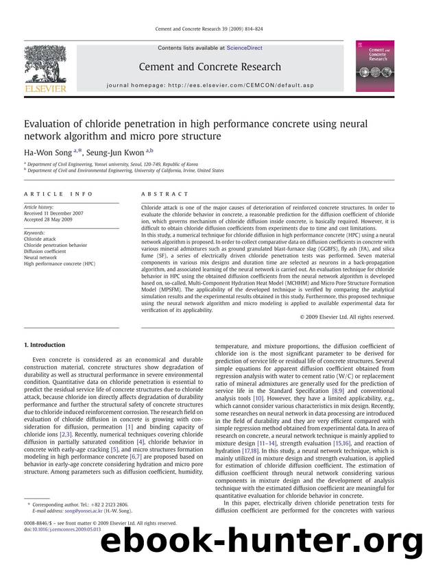 Evaluation of chloride penetration in high performance concrete using neural network algorithm and micro pore structure by Ha-Won Song; Seung-Jun Kwon