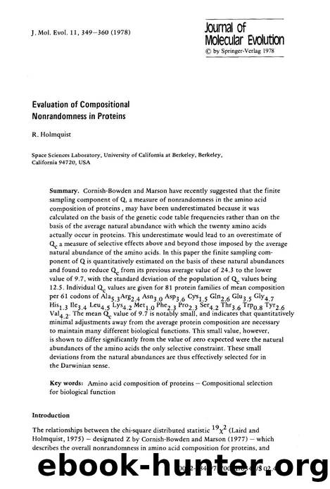 Evaluation of compositional nonrandomness in proteins by Unknown