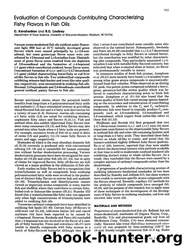 Evaluation of compounds contributing characterizing fishy flavors in fish oils by Unknown