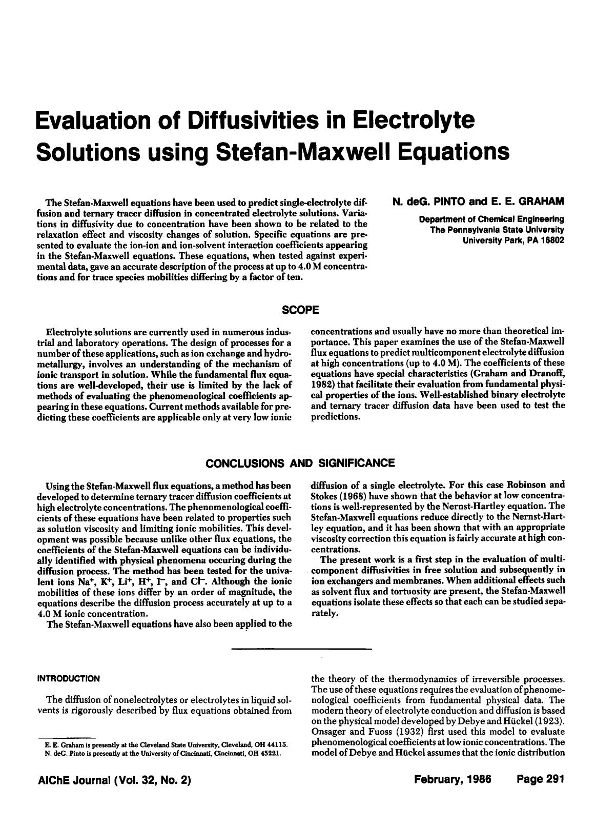 Evaluation of diffusivities in electrolyte solutions using Stefan-Maxwell equations by Unknown