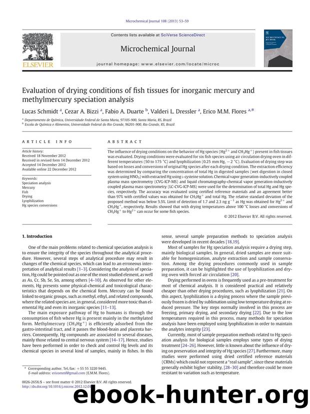 Evaluation of drying conditions of fish tissues for inorganic mercury and methylmercury speciation analysis by Lucas Schmidt & Cezar A. Bizzi & Fabio A. Duarte & Valderi L. Dressler & Erico M.M. Flores