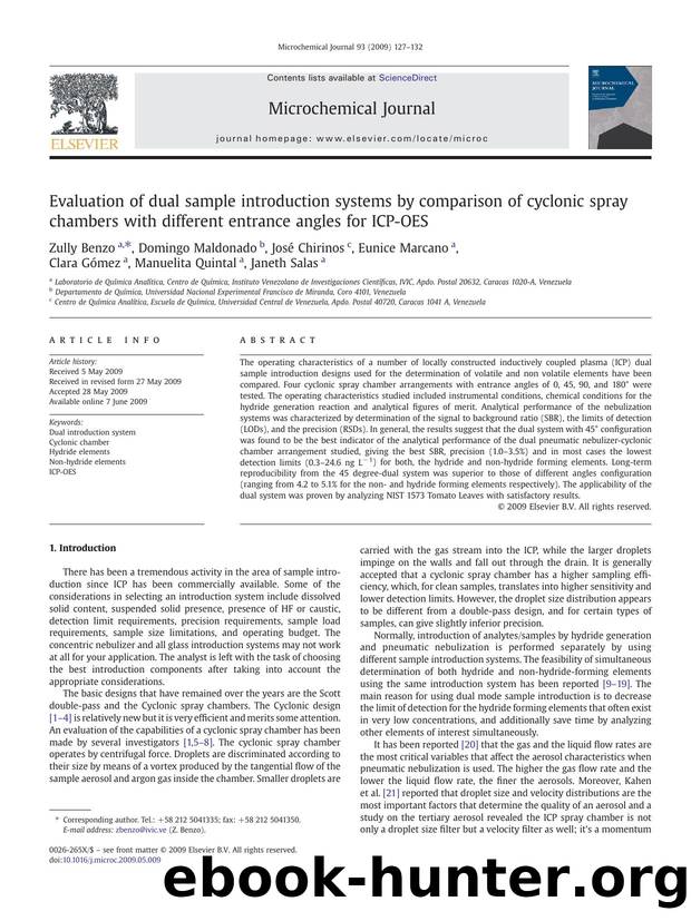Evaluation of dual sample introduction systems by comparison of cyclonic spray chambers with different entrance angles for ICP-OES by unknow