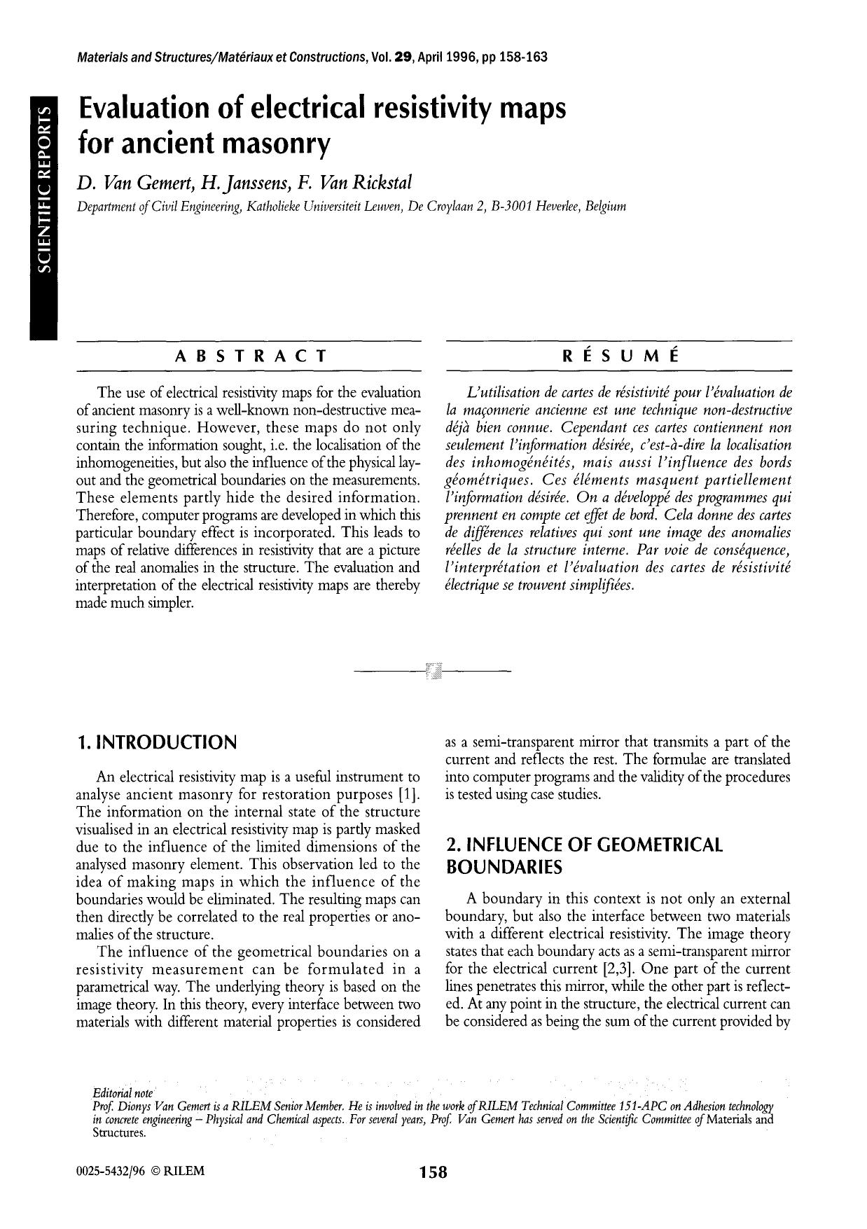 Evaluation of electrical resistivity maps for ancient masonry by Unknown