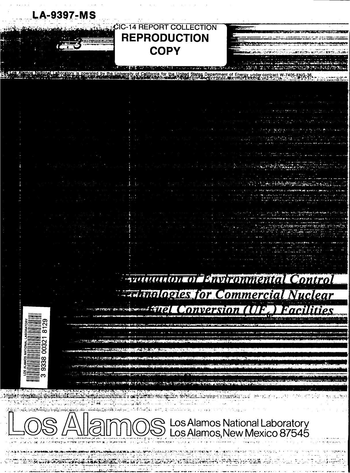 Evaluation of environmental control technologies for commercial nuclear fuel conversion (UF6) facilities None by LANL Research Library LWW Project