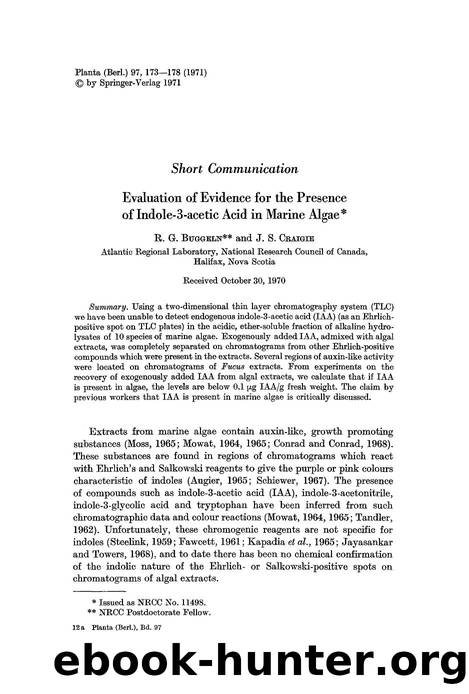 Evaluation of evidence for the presence of indole-3-acetic acid in marine algae by Unknown