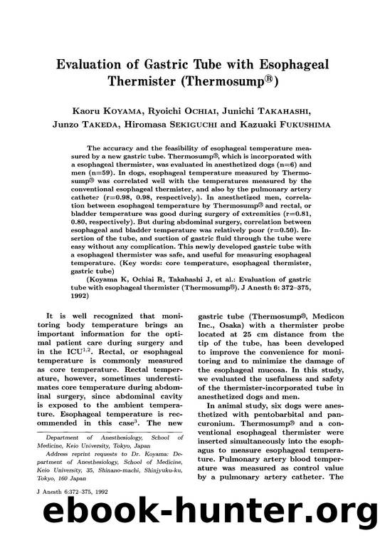 Evaluation of gastric tube with esophageal Thermister (Thermosump®) by Unknown