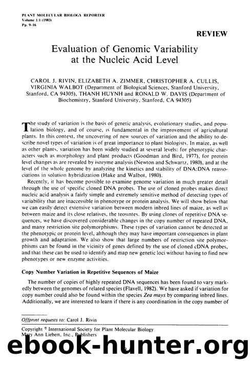 Evaluation of genomic variability at the nucleic acid level by Unknown