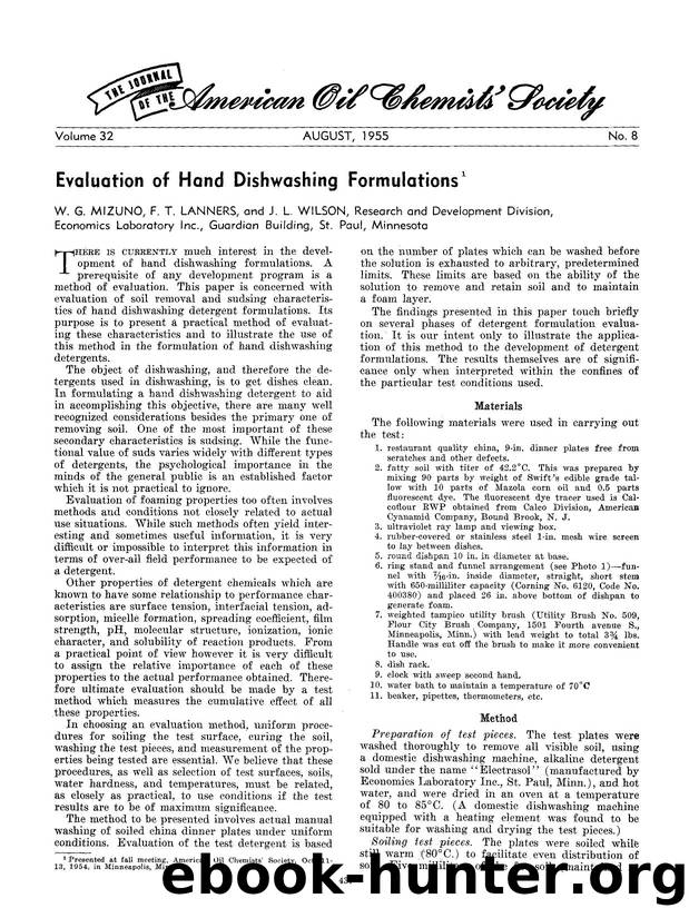Evaluation of hand dishwashing formulations by Unknown