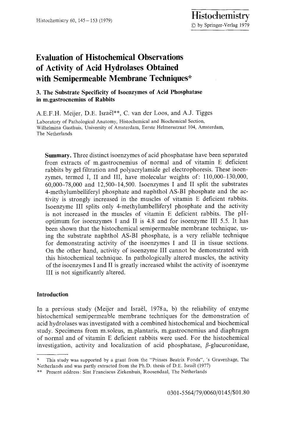 Evaluation of histochemical observations of activity of acid hydrolases obtained with semipermeable membrane techniques by Unknown